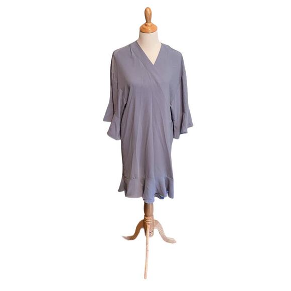 Birdy Grey Kenny Ruffle Robe in Dusty Blue Bridesmaid Gift Flutter Detail - Picture 1 of 9